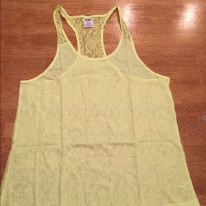 PINK brand lace back neon yellow tank top, medium